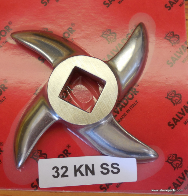 Stainless Steel European Style Knife Blade for Hobart #32 Model Meat Grinders. 3.60" Tip to Tip